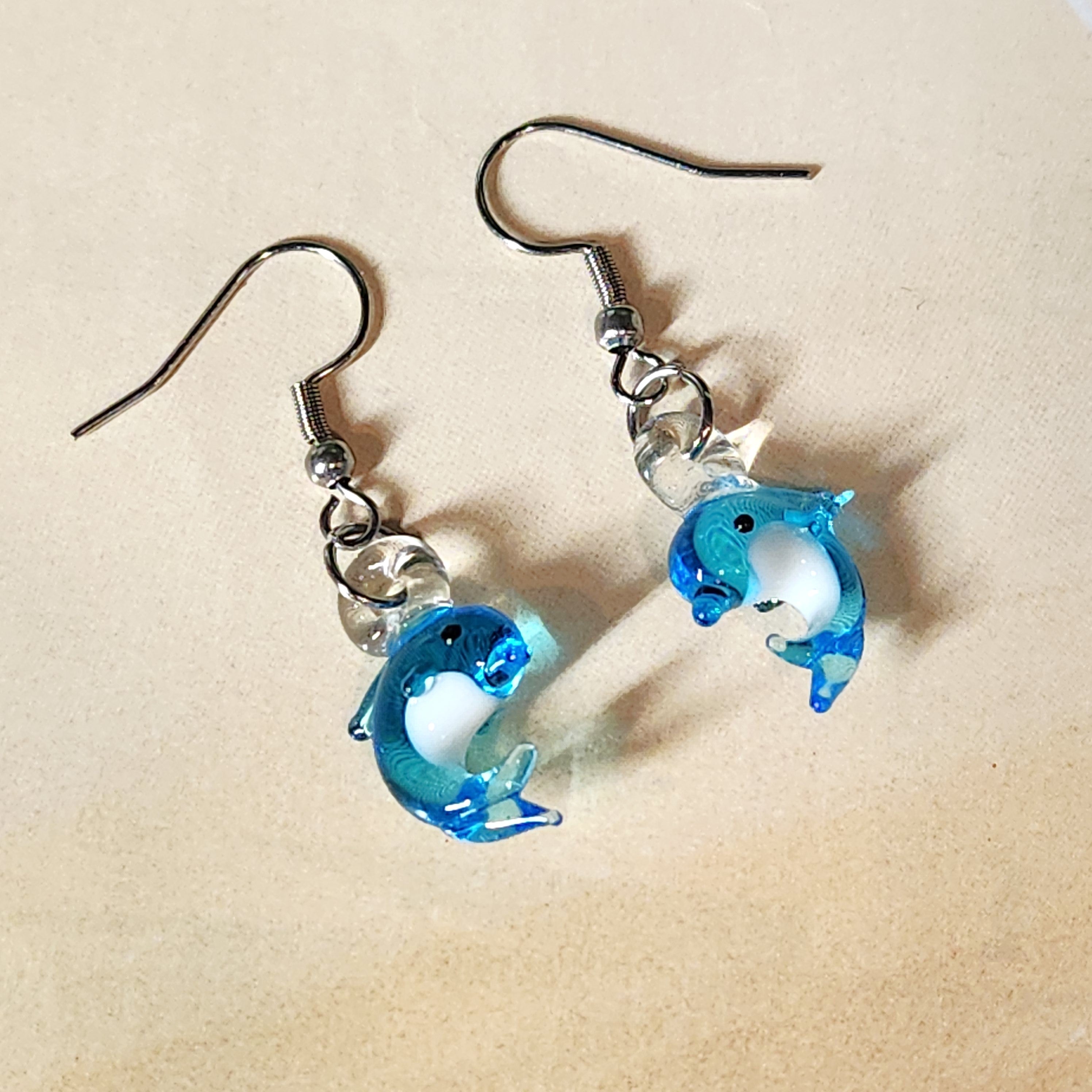 Tiny Dolphin Earrings - Glass Jewelry