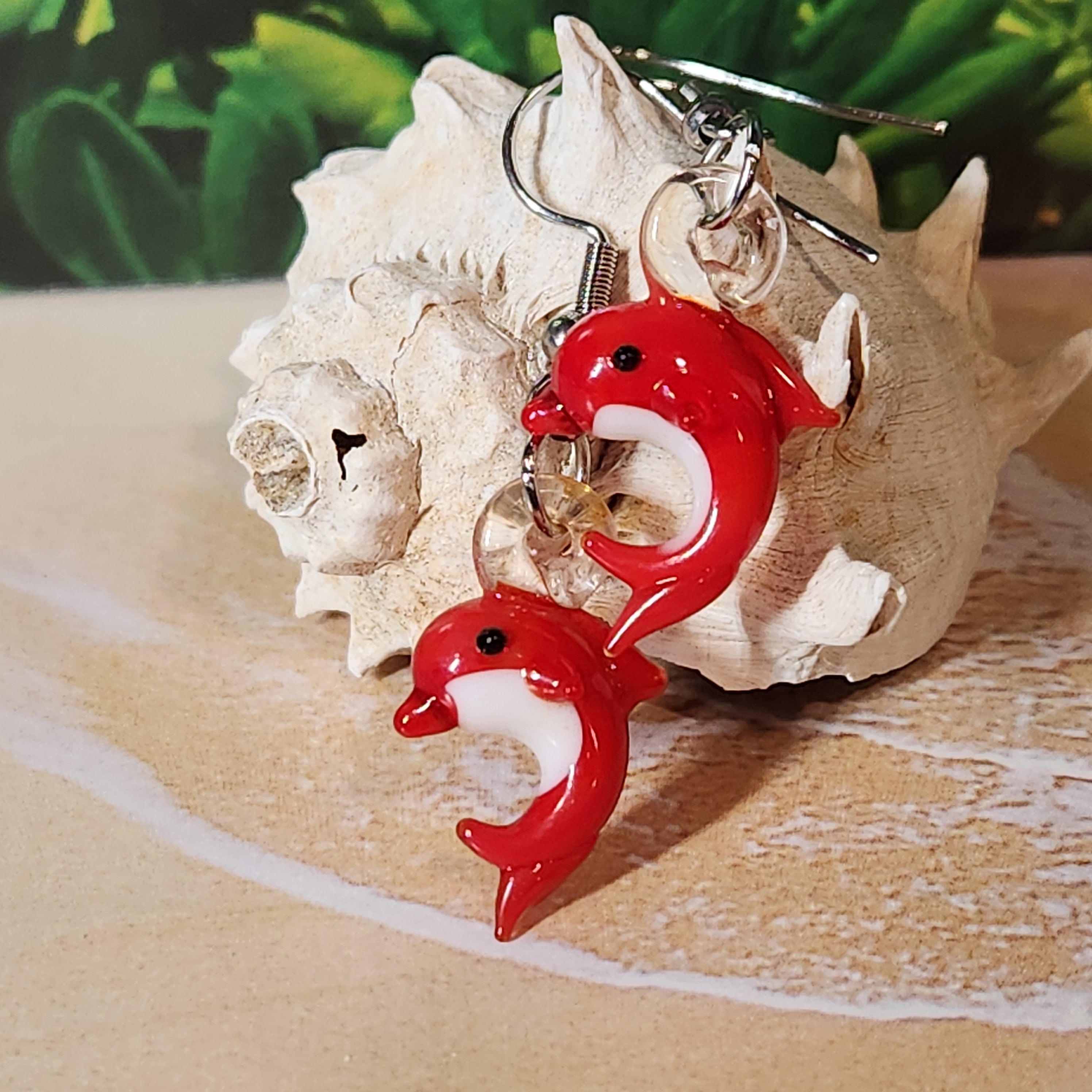 Tiny Dolphin Earrings - Glass Jewelry