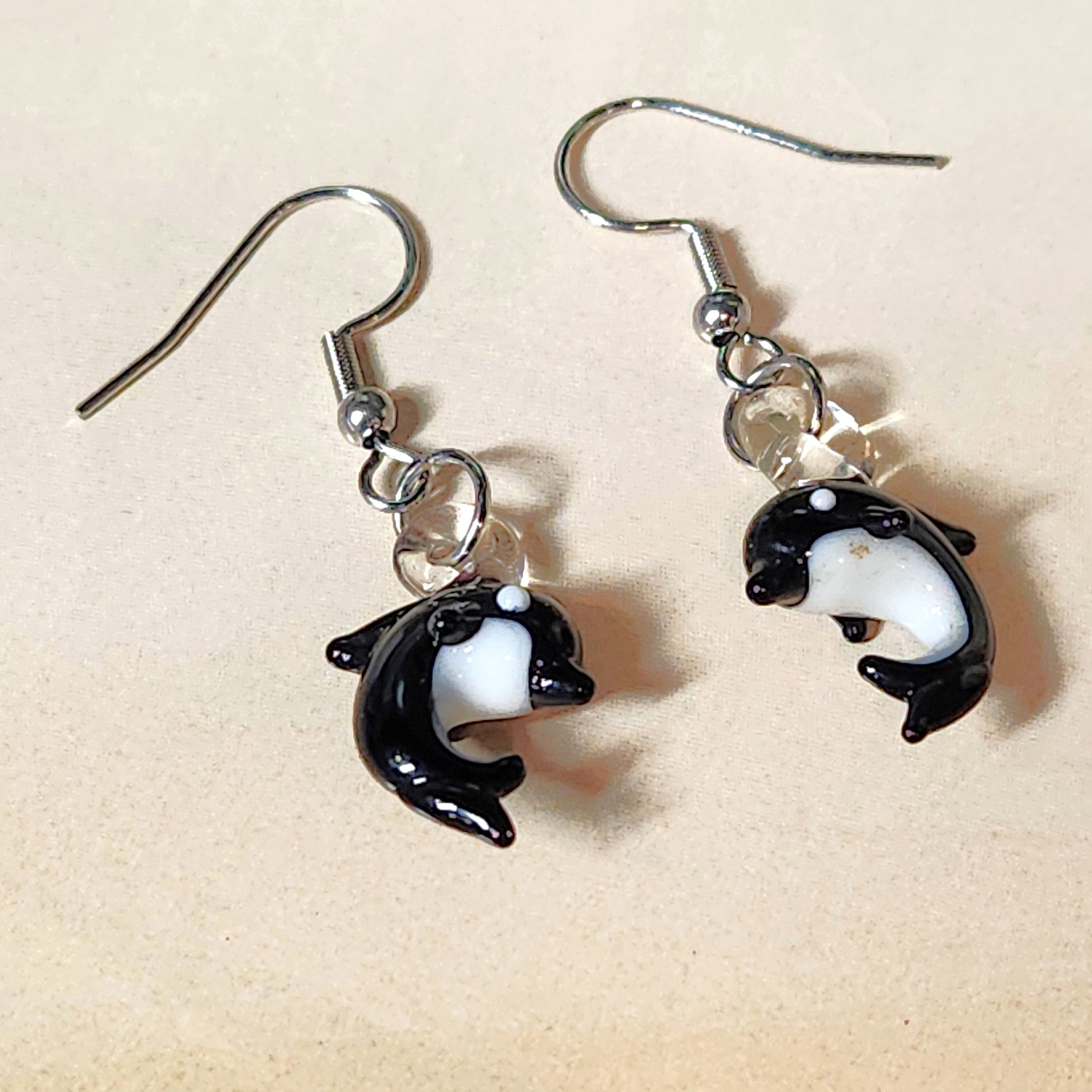 Tiny Dolphin Earrings - Glass Jewelry
