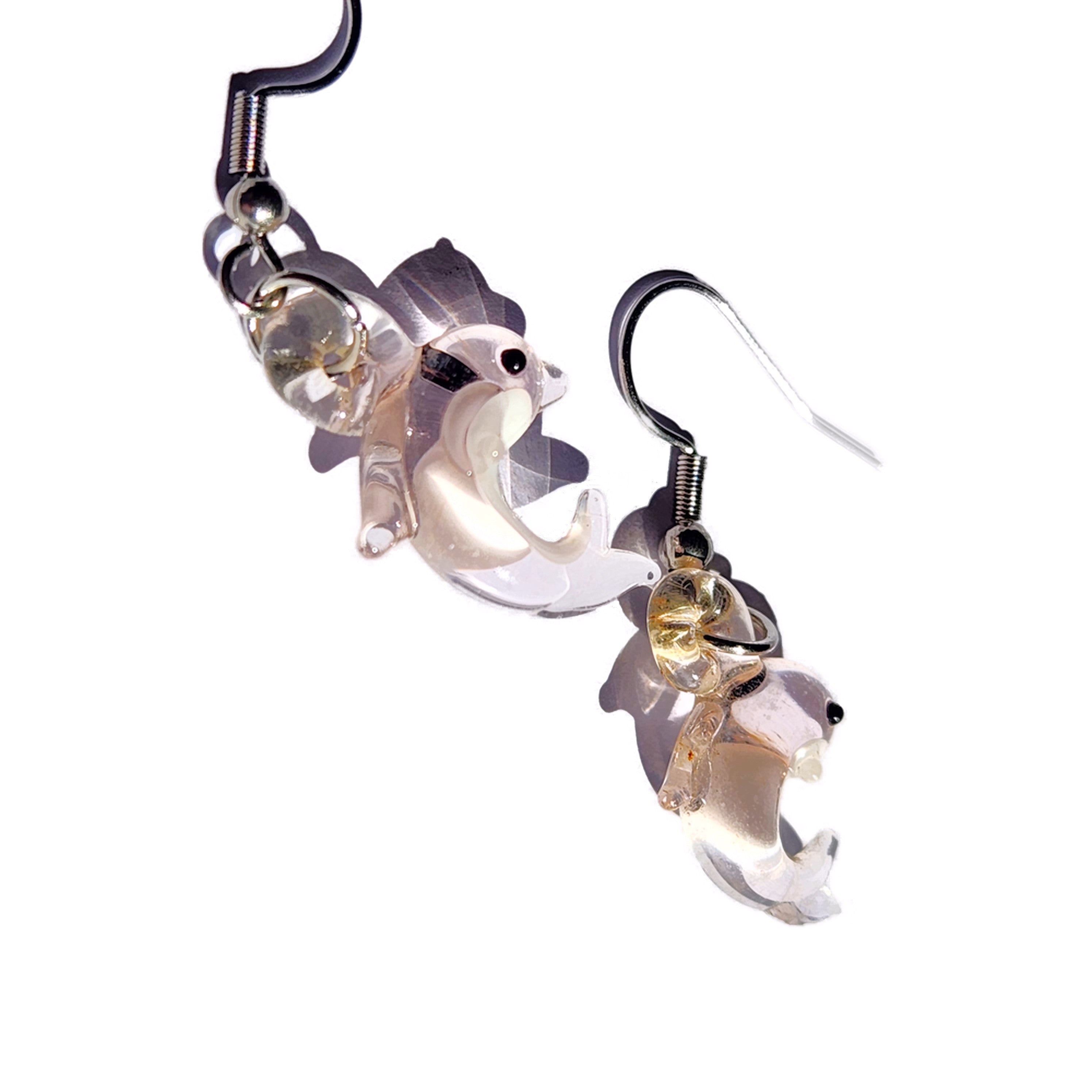 Tiny Dolphin Earrings - Glass Jewelry