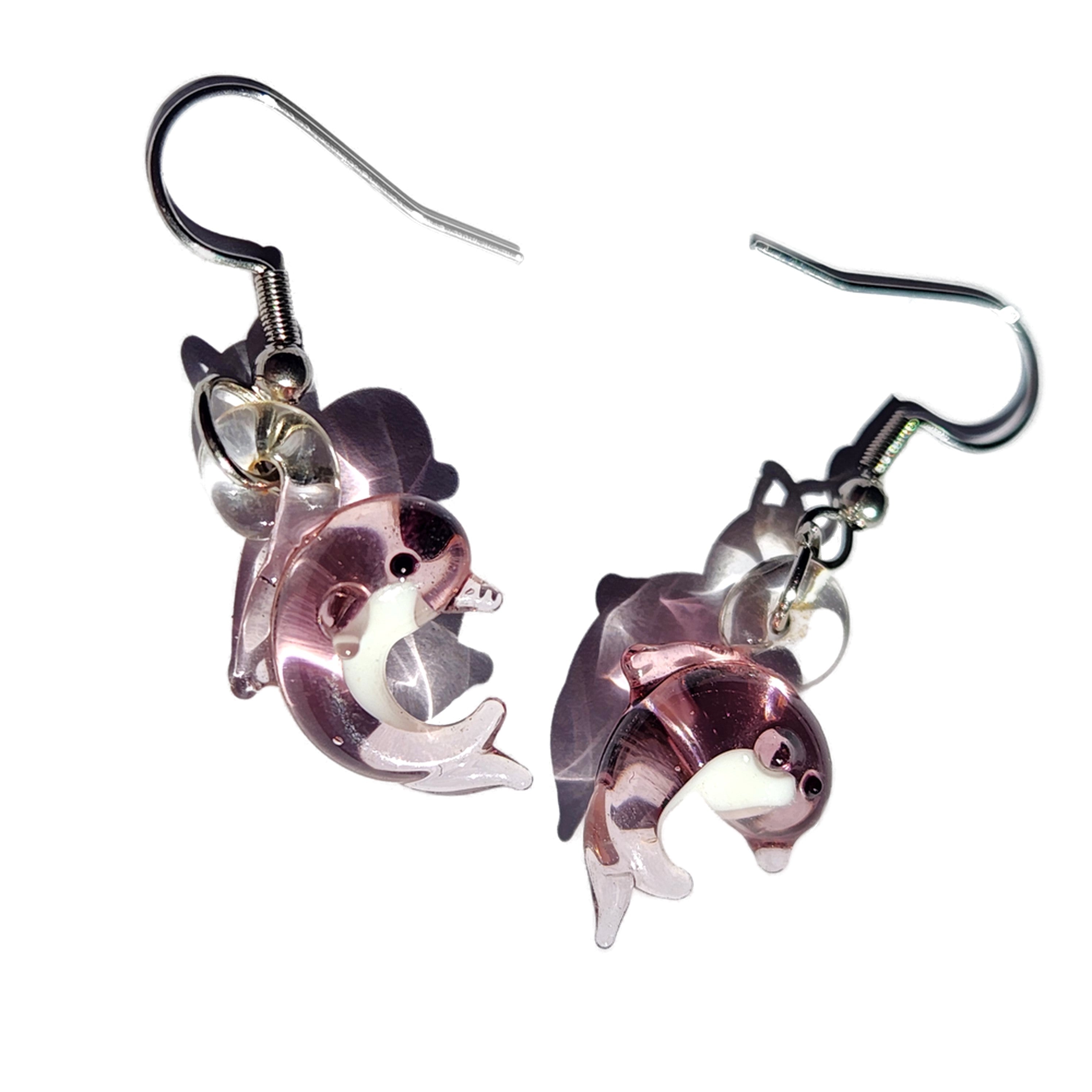 Tiny Dolphin Earrings - Glass Jewelry