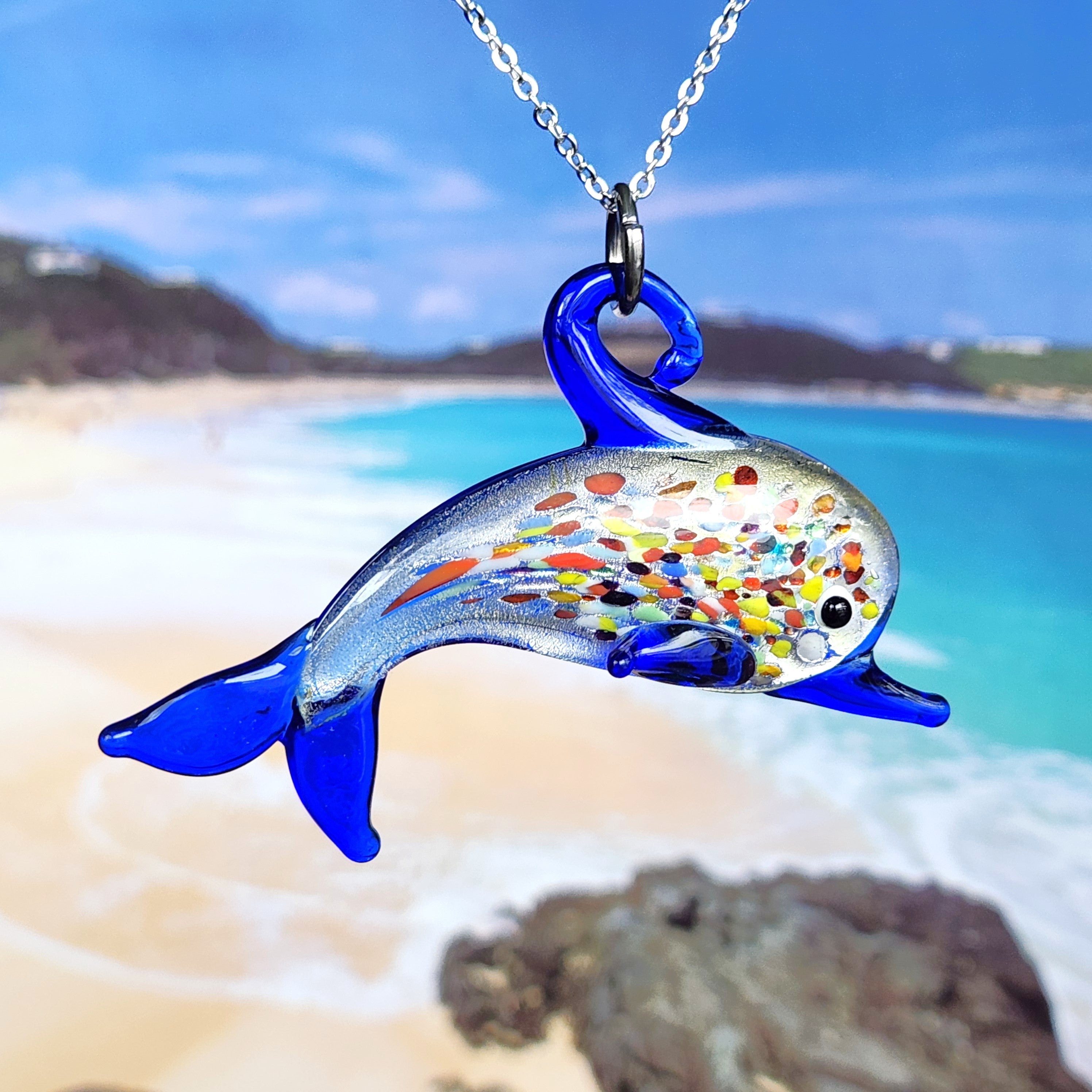 Murano Art Glass Dolphin Pendant