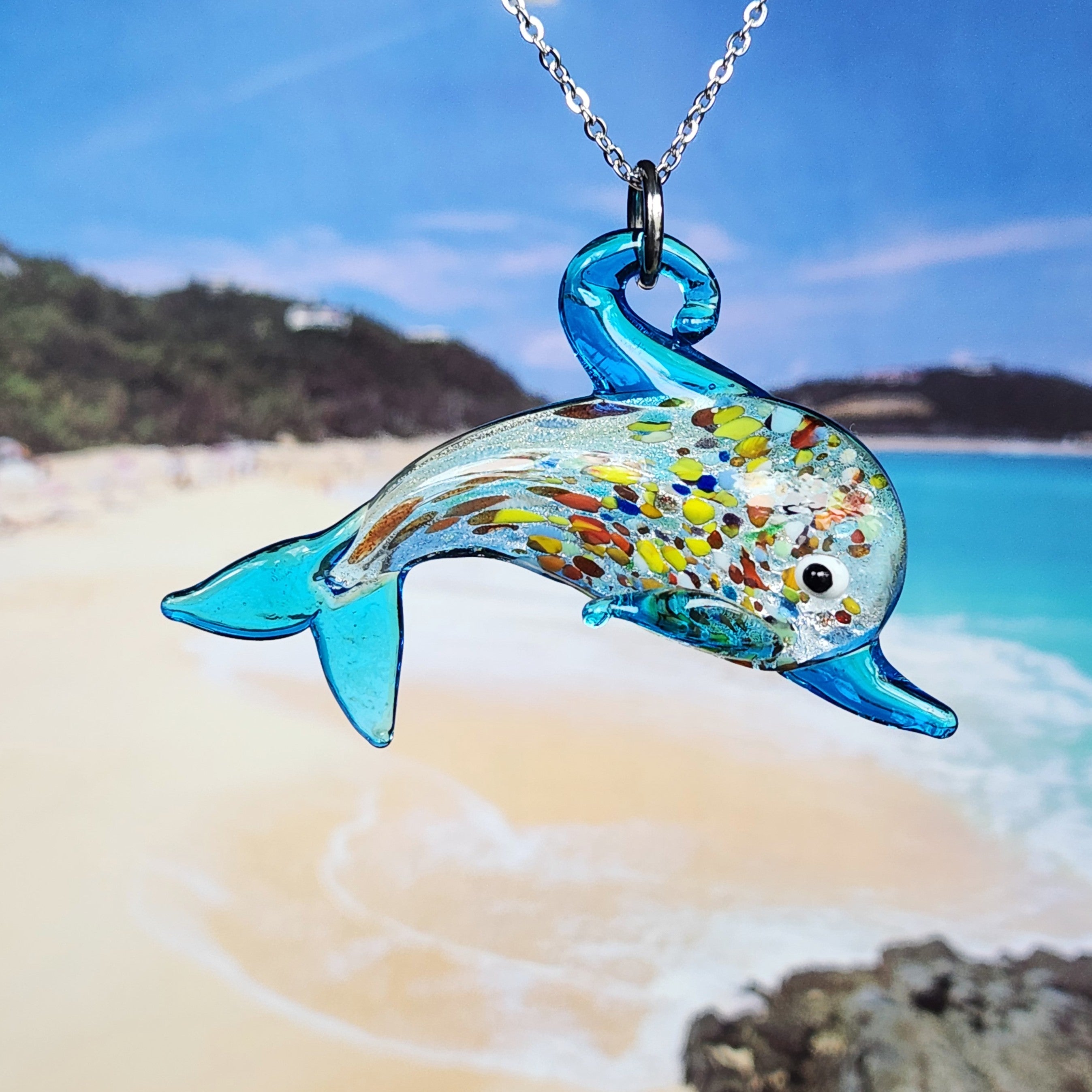 Murano Art Glass Dolphin Pendant