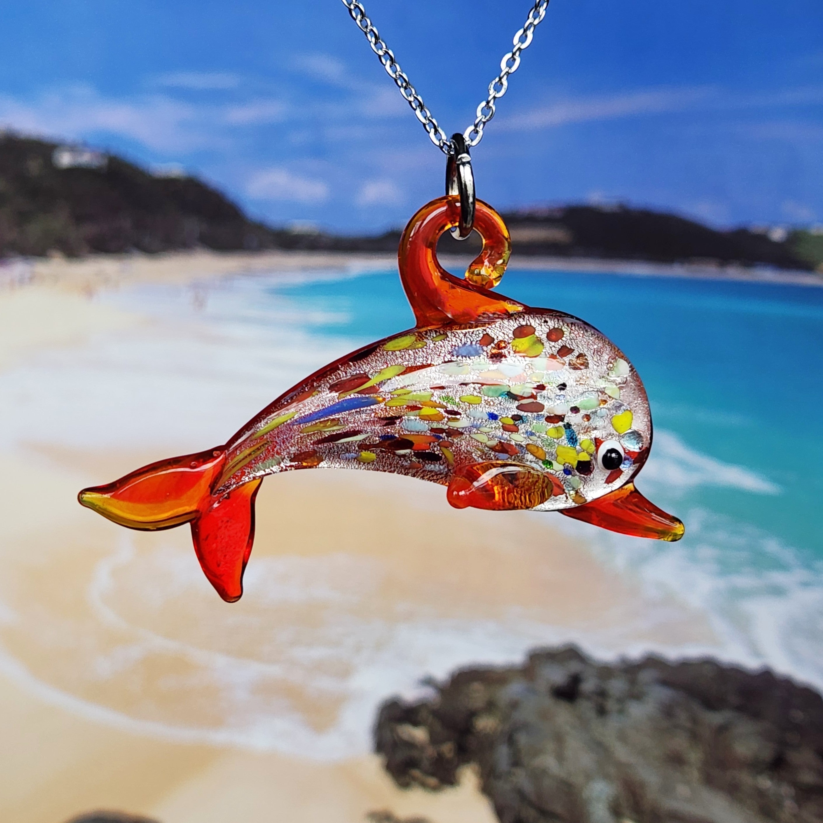 Murano Art Glass Dolphin Pendant
