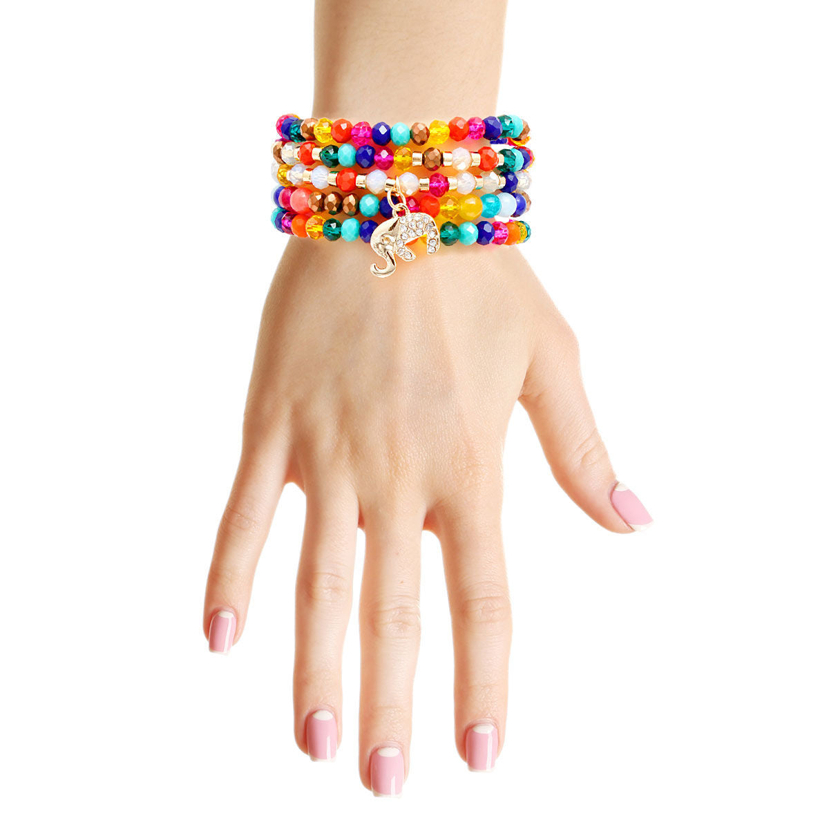 Elephant Bracelets 5 Pcs Rainbow Glass Trendy Stylish Jewelry Accessories