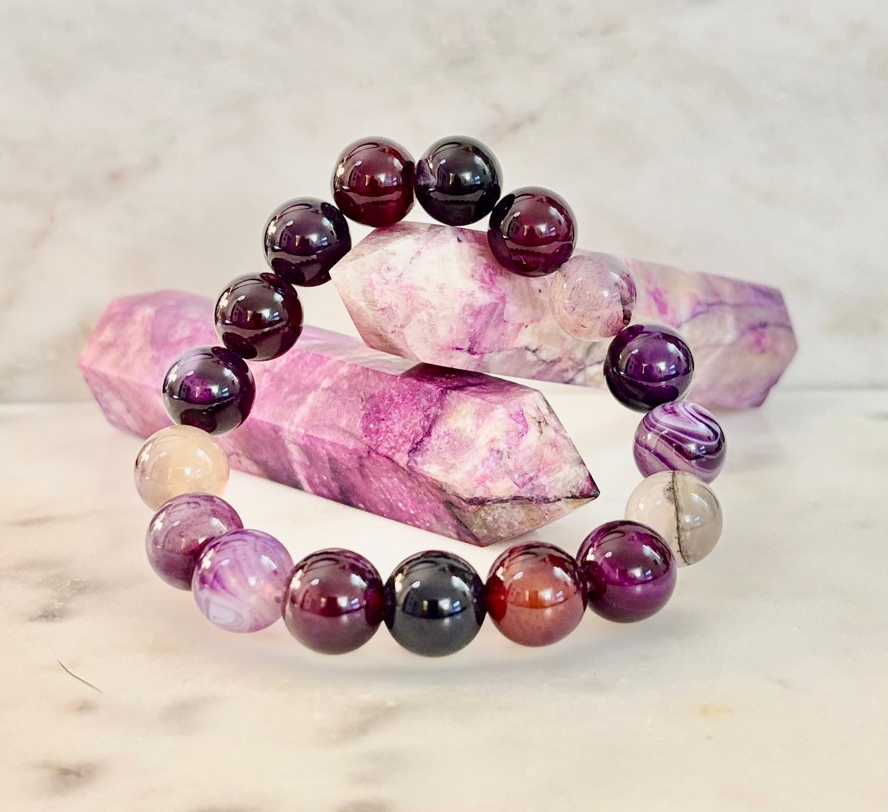 Royal Aura Purple Agate Bracelet – 12mm Reiki-Infused Statement Bracelet (Medium–Large Fit)
