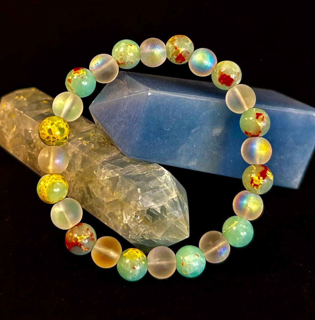 🌊 Ocean Breeze Resin Bead Bracelet – Sea Glass Vibes
