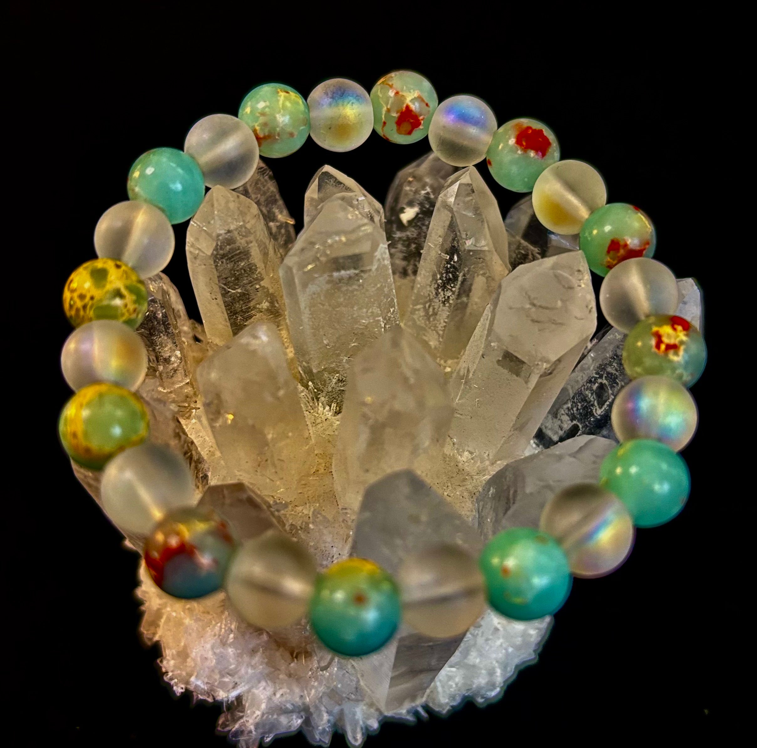 🌊 Ocean Breeze Resin Bead Bracelet – Sea Glass Vibes