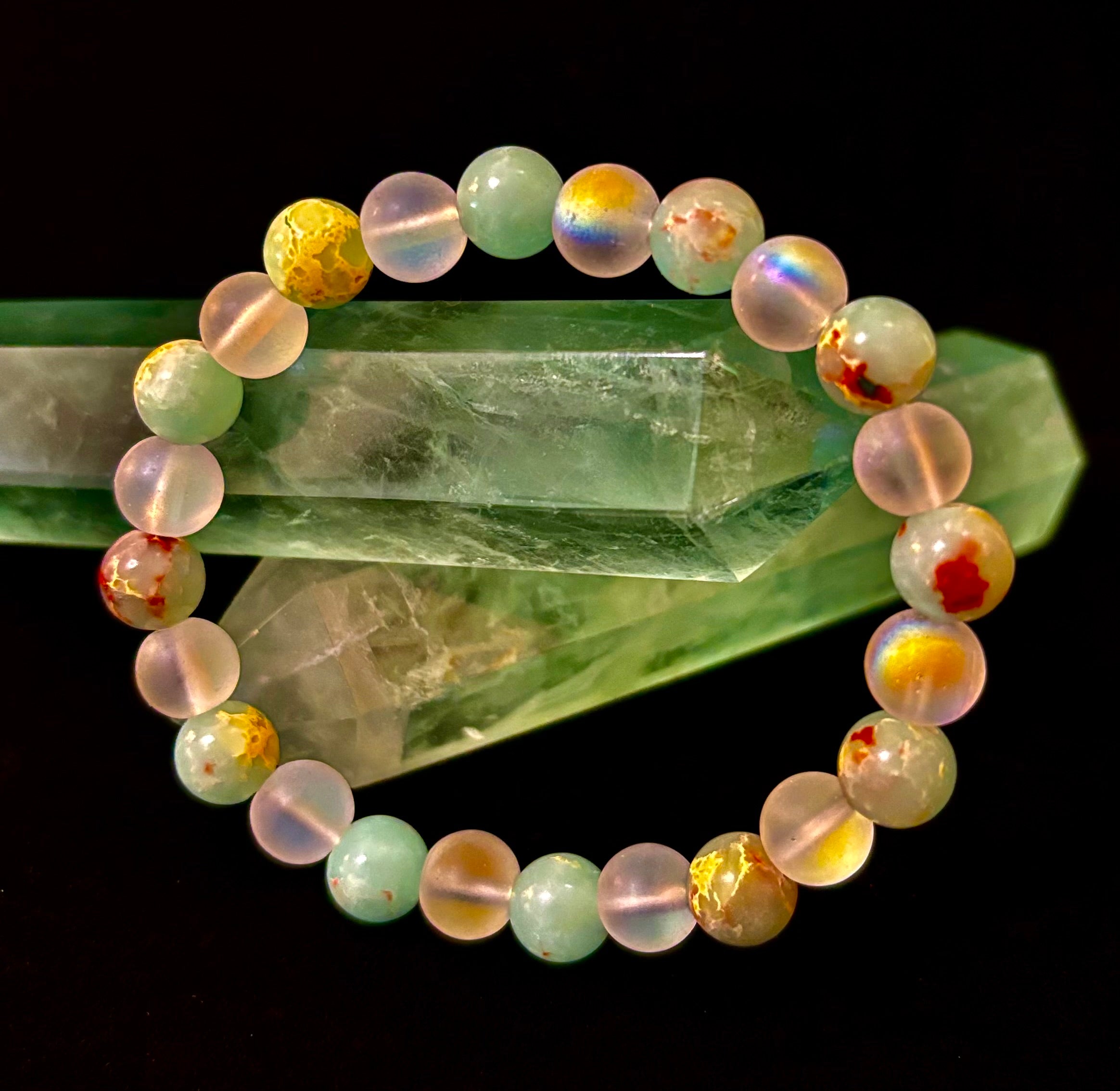 🌊 Ocean Breeze Resin Bead Bracelet – Sea Glass Vibes