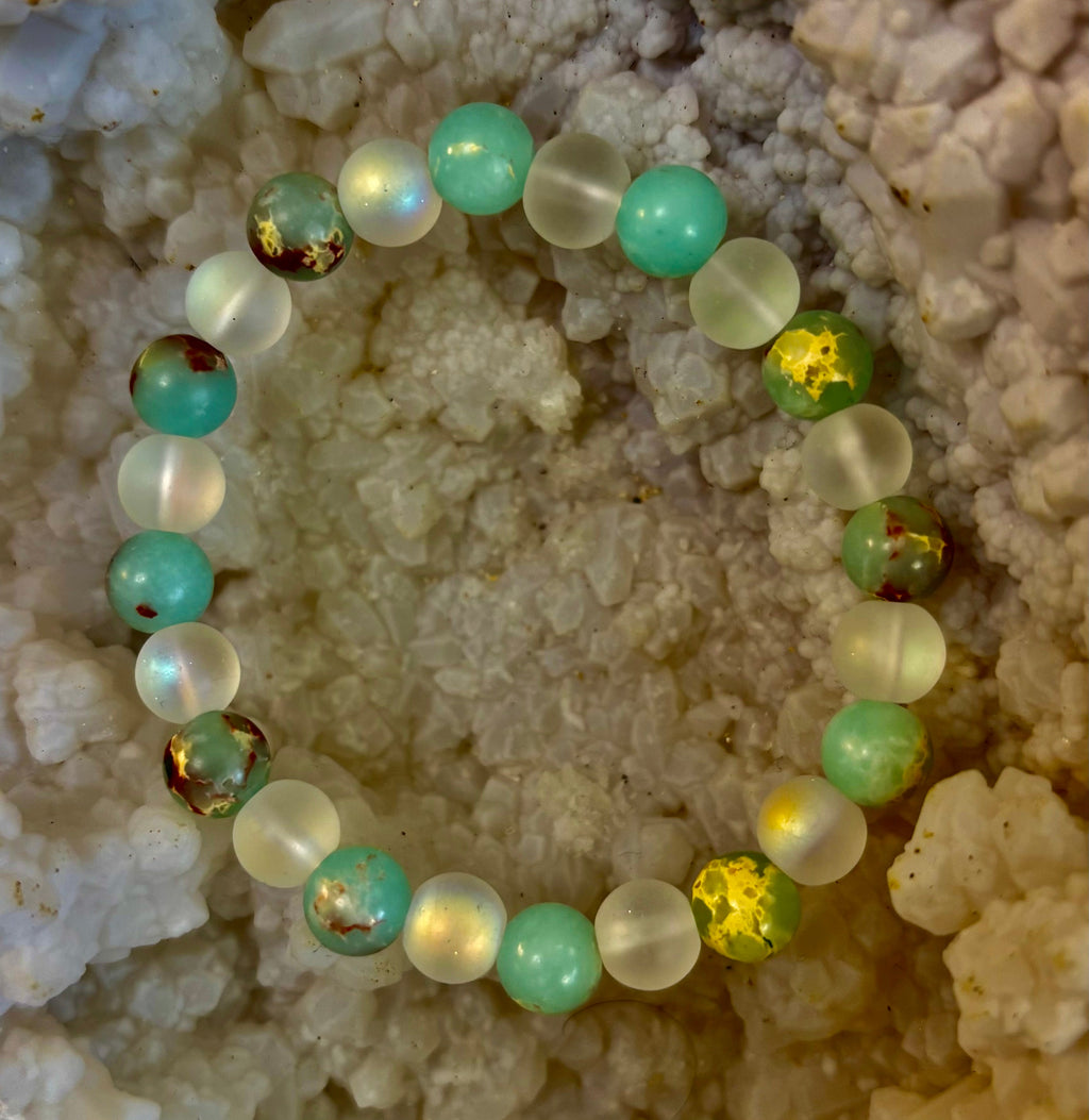 🌊 Ocean Breeze Resin Bead Bracelet – Sea Glass Vibes