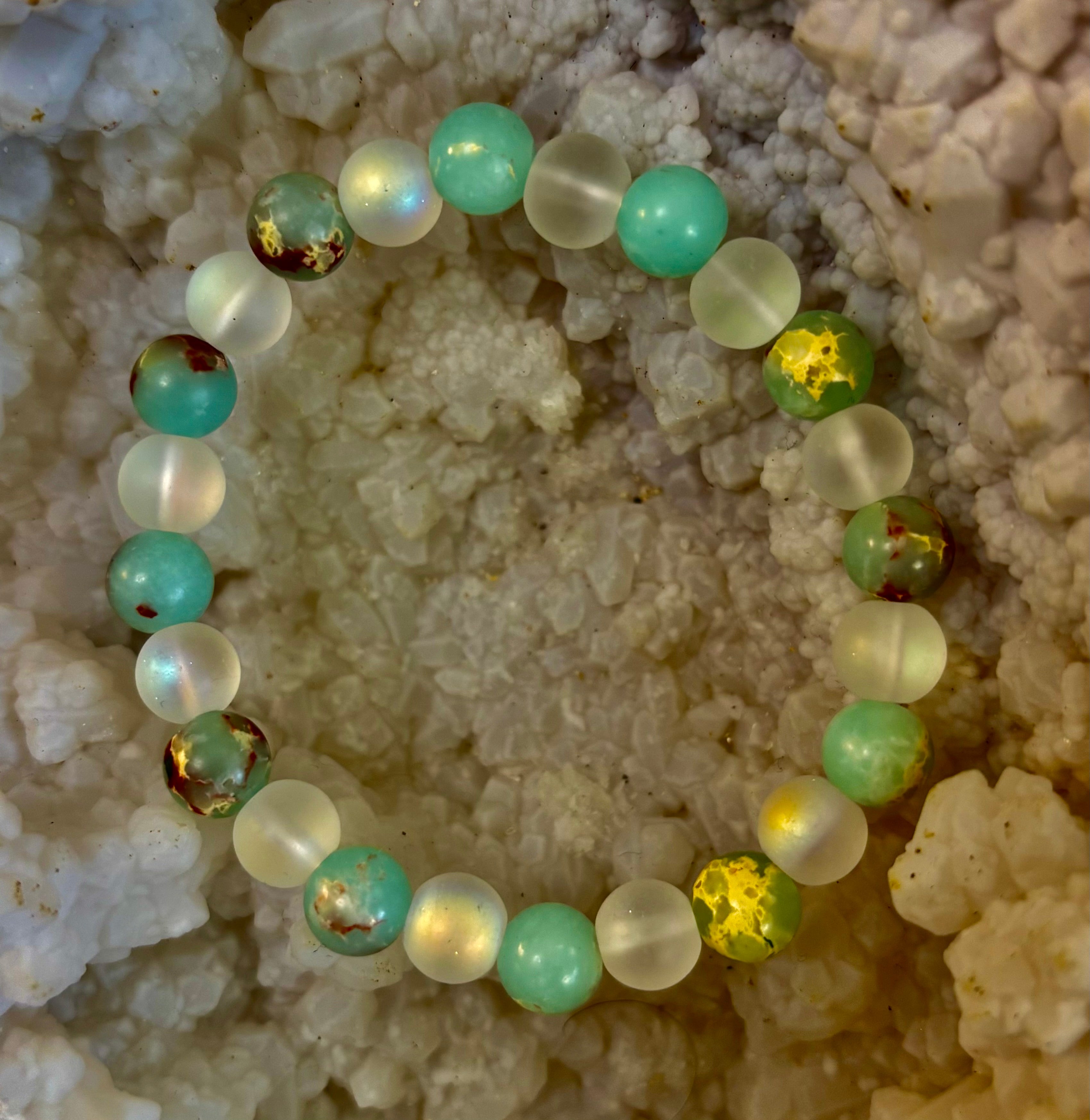 🌊 Ocean Breeze Resin Bead Bracelet – Sea Glass Vibes