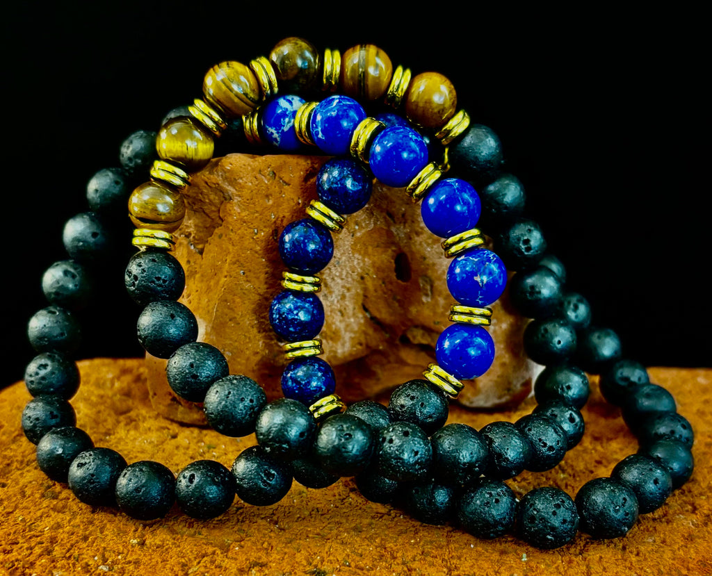 🖤🔥 Strength & Focus Men’s Lava Stone Bracelet – Choose Your Stone