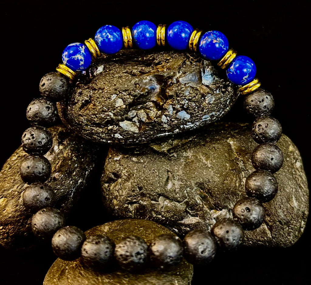 🖤🔥 Strength & Focus Men’s Lava Stone Bracelet – Choose Your Stone