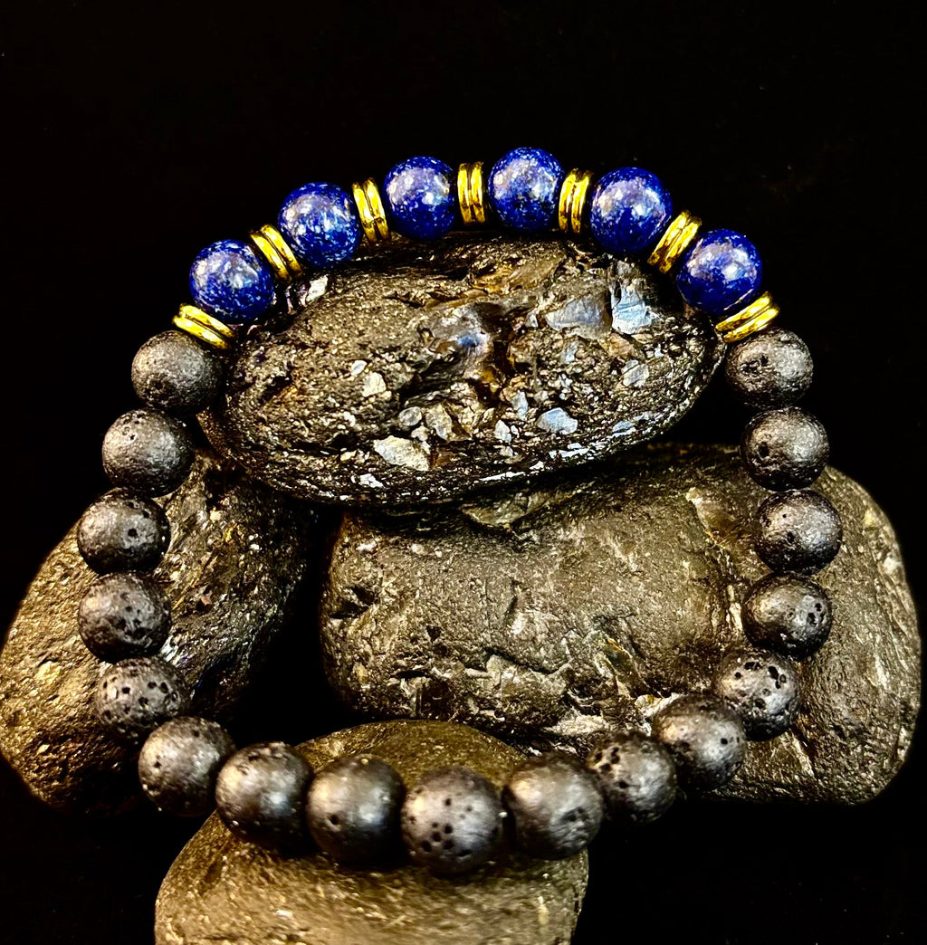 🖤🔥 Strength & Focus Men’s Lava Stone Bracelet – Choose Your Stone