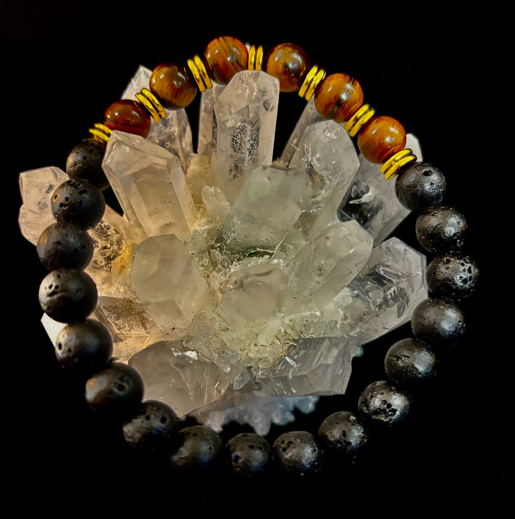 🖤🔥 Strength & Focus Men’s Lava Stone Bracelet – Choose Your Stone