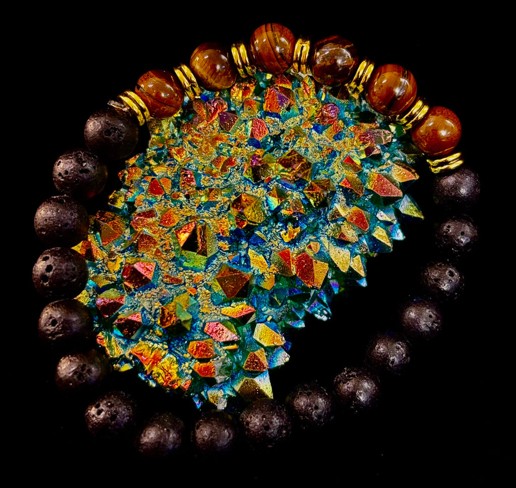 🖤🔥 Strength & Focus Men’s Lava Stone Bracelet – Choose Your Stone