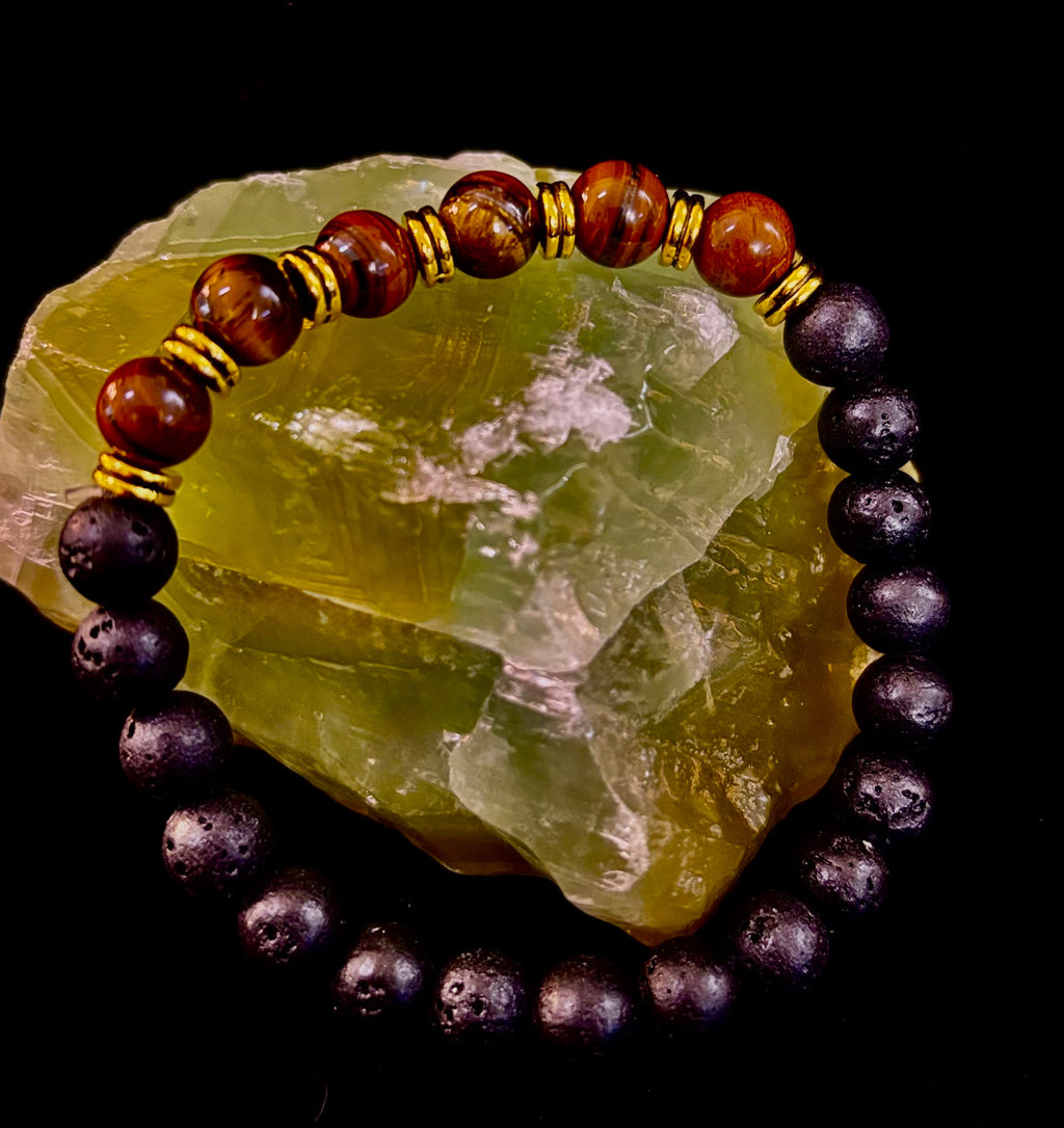 🖤🔥 Strength & Focus Men’s Lava Stone Bracelet – Choose Your Stone