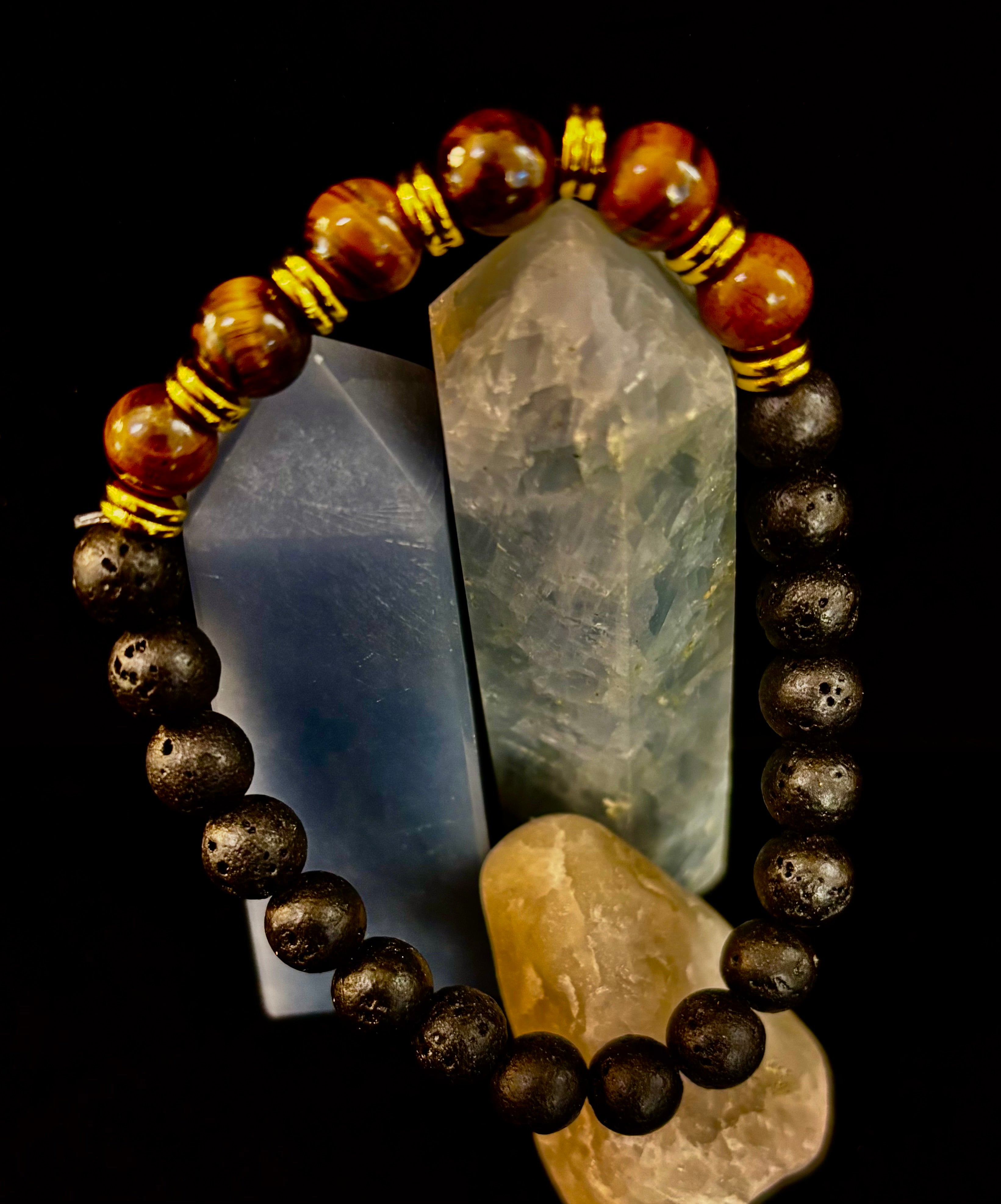 🖤🔥 Strength & Focus Men’s Lava Stone Bracelet – Choose Your Stone