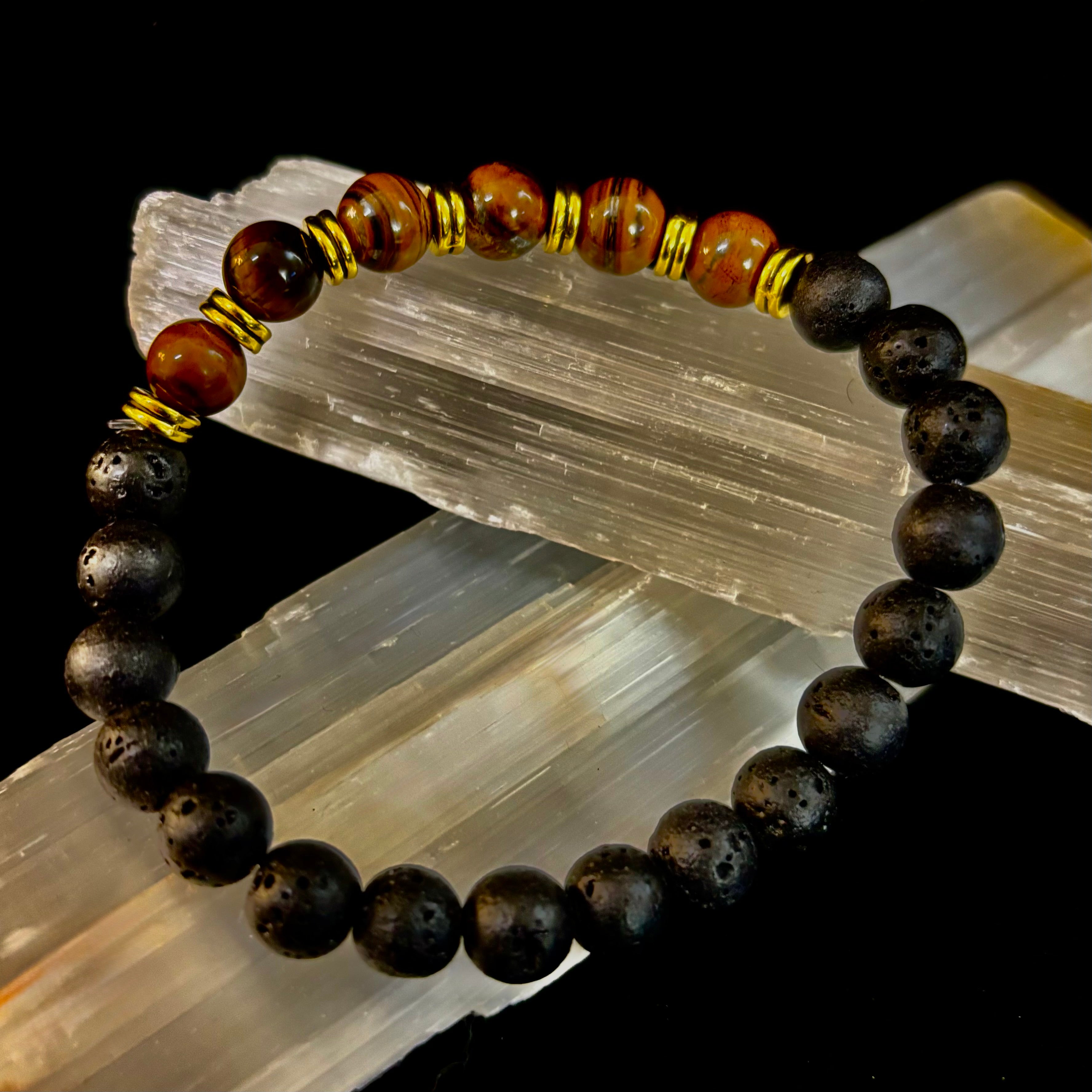 🖤🔥 Strength & Focus Men’s Lava Stone Bracelet – Choose Your Stone