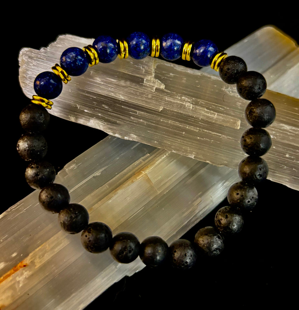 🖤🔥 Strength & Focus Men’s Lava Stone Bracelet – Choose Your Stone