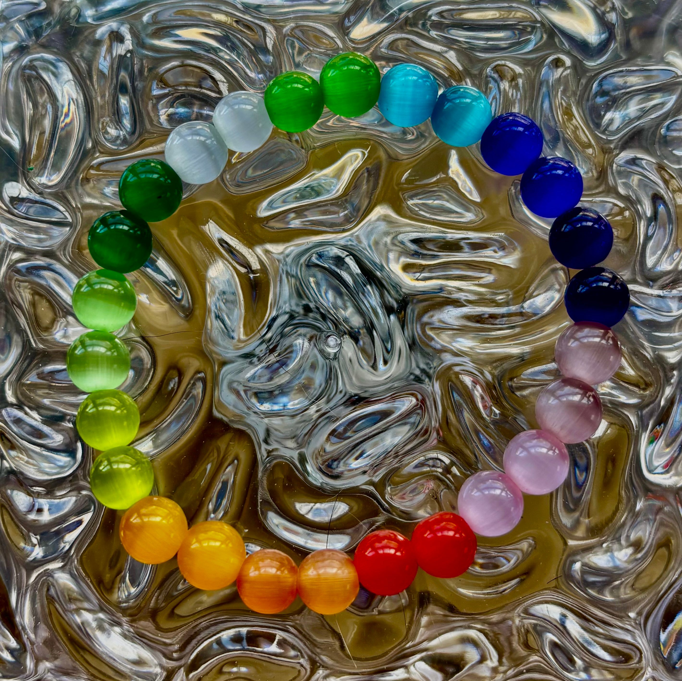Rainbow Cat’s Eye Beaded Bracelet – Chakra Inspired Multicolor Bracelet | Pride Energy Jewelry