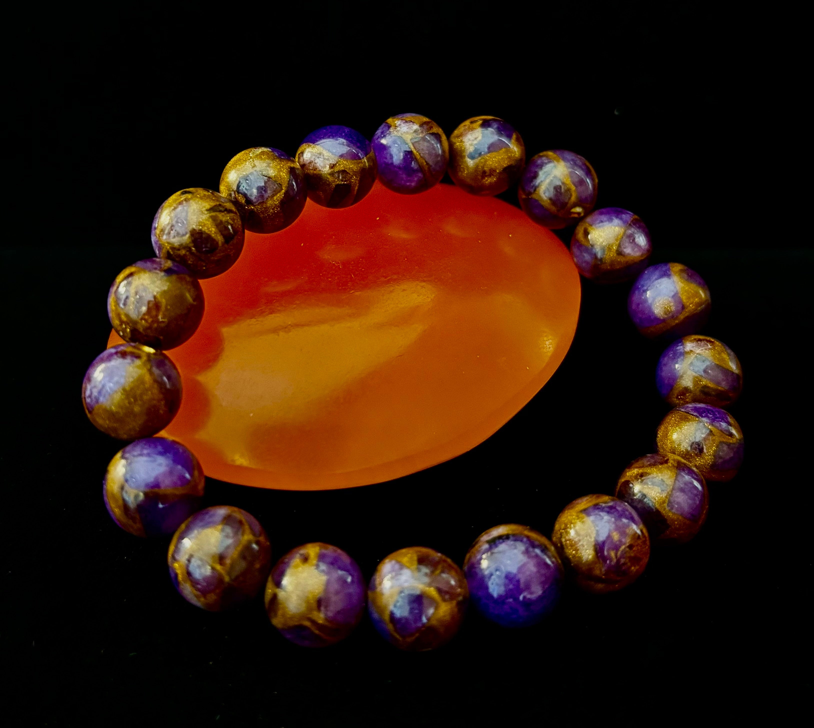 Purple Variscite Impression Bracelet – 10mm Beaded Bracelet | Medium Fit | Spiritual Energy & Statement Jewelry