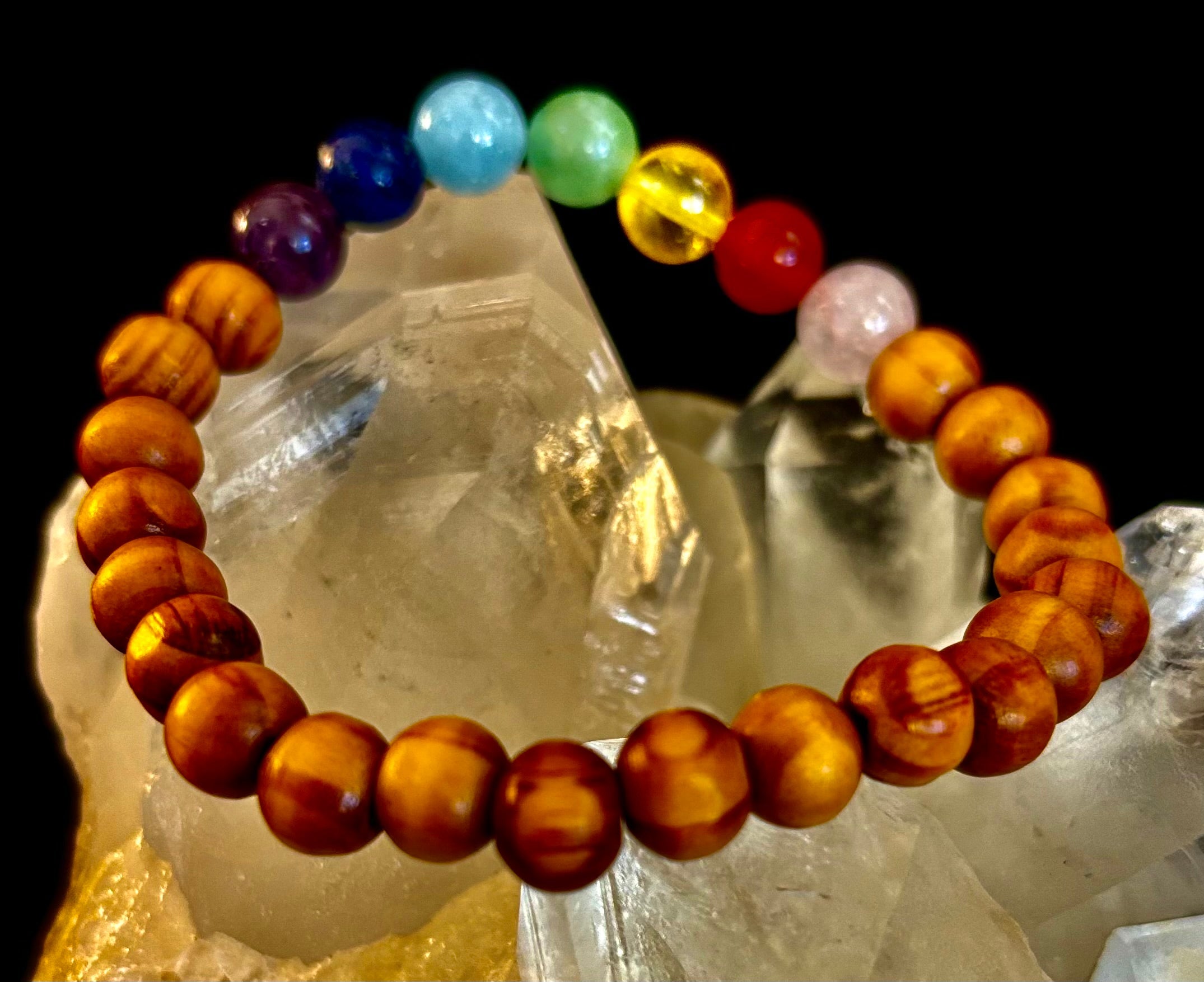 Chakra Balance Wooden Bead Bracelet – Lightweight Handmade Energy Bracelet for Small Wrists
