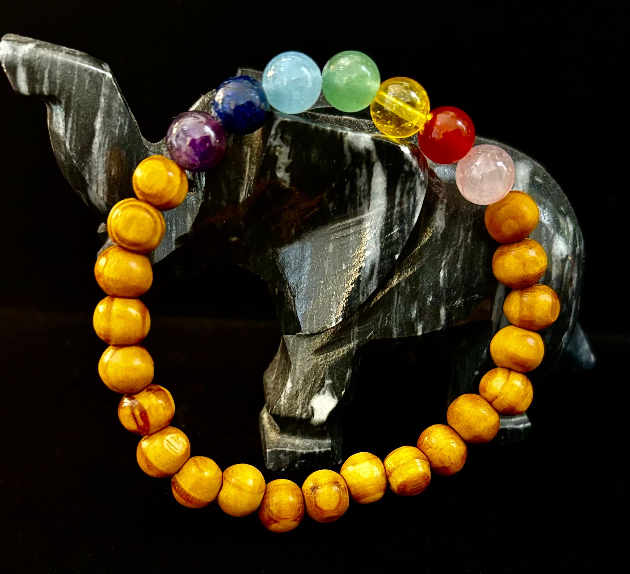 Chakra Balance Wooden Bead Bracelet – Lightweight Handmade Energy Bracelet for Small Wrists