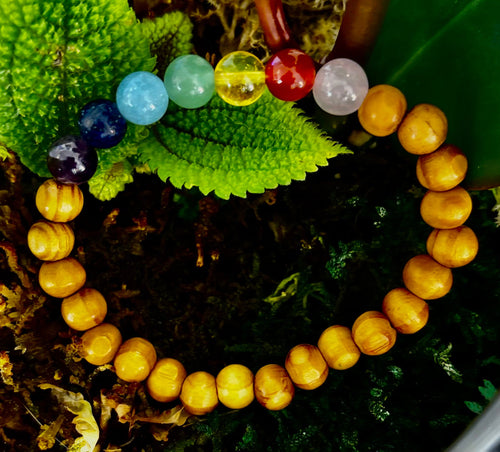 Chakra Balance Wooden Bead Bracelet – Lightweight Handmade Energy Bracelet for Small Wrists