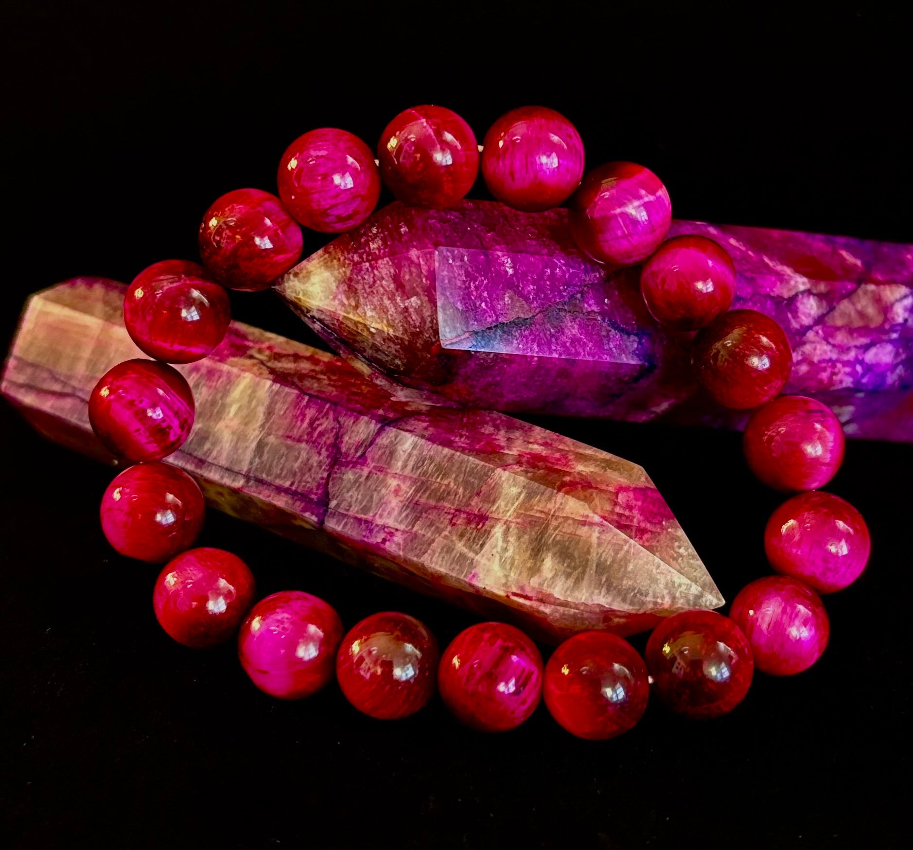 Pink Tiger Eye Power Bracelet – Confidence, Passion & Bold Energy | Reiki-Infused Gemstone Bracelet (8mm & 10mm)