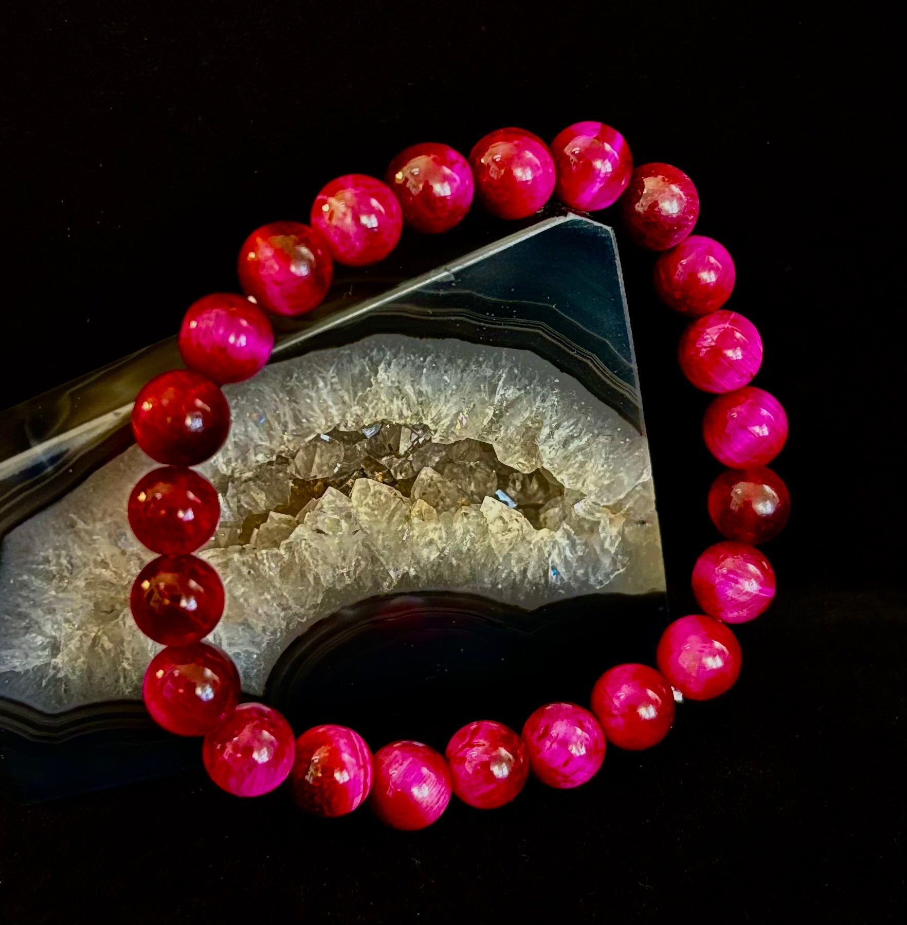 Pink Tiger Eye Power Bracelet – Confidence, Passion & Bold Energy | Reiki-Infused Gemstone Bracelet (8mm & 10mm)