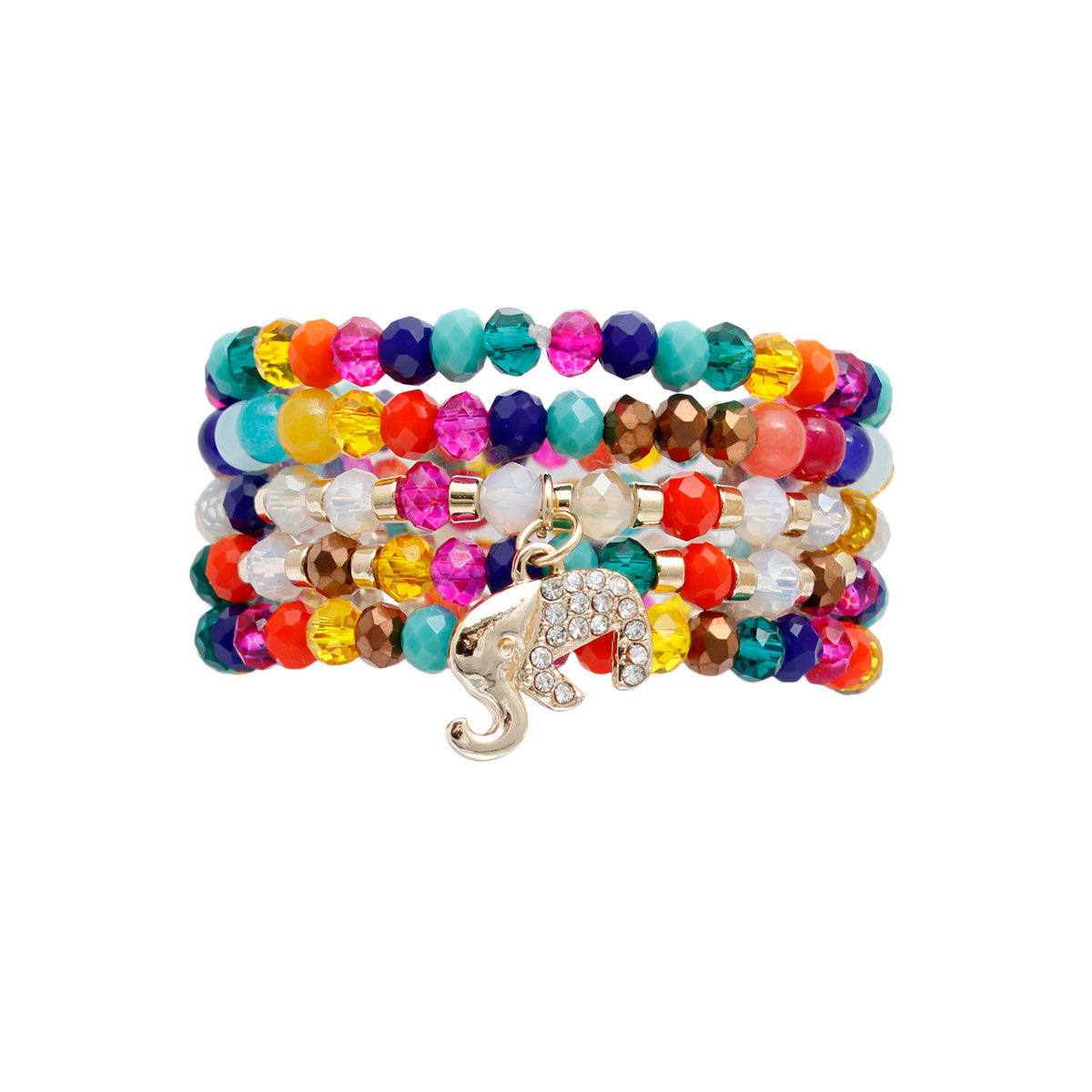Elephant Bracelets 5 Pcs Rainbow Glass Trendy Stylish Jewelry Accessories