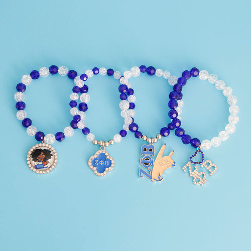 Bracelet Set with Blue Clear Glass Beads – Trendy Stylish Jewelry Accessory